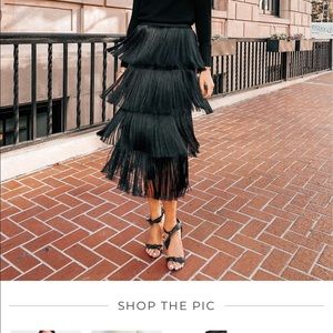 Club Monaco fringe midi skirt